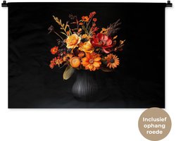 Wandkleed 90x60 cm - Wanddoek Herfst - Boeket - Oranje - Wandtapijt - Wandkleden