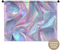 Wandkleed 90x67.5 cm - Wanddoek Golvend - Pasteltinten - Glanzend - Stof - Wandtapijt - Wandkleden