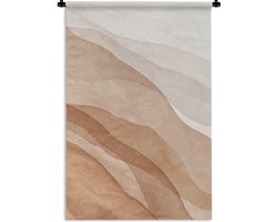Wandkleed - Abstract - Waterverf - Bruin - Bohemian - Muurkleed - Wanddoek - Katoen - Wandtapijt - Woonkamer decoratie - 90x135 cm - Muurdecoratie - Wandkleden voor binnen - Wandkleden - Tapestry