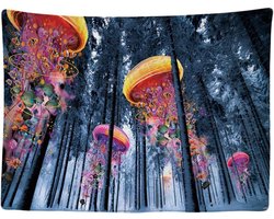 Wandkleed binnen - Wandtapijt - Kwallen - Natuur - Psychedelic - Muurkleed - Wanddoek Stof - 200 x 150 cm - Wanddecoratie - Wandhanger - Muurhanger - Fotobehang - Poster - Ulticool - Decoratie - Woonkamer - Slaapkamer