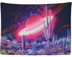 Wandkleed binnen - Wandtapijt - Planeet - Zonnestelsel - Psychedelic - Muurkleed - Wanddoek Stof - 200 x 150 cm - Wanddecoratie - Wandhanger - Muurhanger - Fotobehang - Poster - Ulticool - Decoratie - Woonkamer - Slaapkamer - Tiener - Jongen