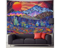 Wandkleed binnen - Wandtapijt - Psychedelic - Trippy - Paddenstoelen - Muurkleed - Wanddoek Stof - 200 x 150 cm - Wanddecoratie - Wandhanger - Muurhanger - Fotobehang - Poster - Ulticool - Decoratie - Woonkamer - Slaapkamer