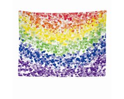 Wandkleed binnen - Wandtapijt - Regenboog Vlag - Hartjes - Pride - Muurkleed - Wanddoek Stof - 200 x 150 cm - Wanddecoratie - Wandhanger - Muurhanger - Fotobehang - Poster - Ulticool - Decoratie - Woonkamer - Slaapkamer - Kinderkamer