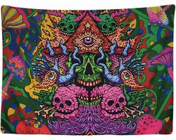 Wandkleed binnen - Wandtapijt - Schedel - Psychedelic - Muurkleed - Wanddoek Stof - 200 x 150 cm - Wanddecoratie - Wandhanger - Muurhanger - Fotobehang - Poster - Ulticool - Decoratie - Woonkamer - Slaapkamer