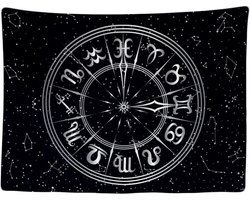 Wandkleed binnen - Wandtapijt - Tarot Kaarten - Sterrenbeeld - Muurkleed - Wanddoek Stof - 200 x 150 cm - Poster - Ulticool - Decoratie - Woonkamer - Slaapkamer - Tiener - Zwart - Wit - Decoratie Versiering