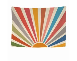 Wandkleed binnen - Wandtapijt - Vintage - Retro - Zon - Muurkleed - Wanddoek Stof - 200 x 150 cm - Bohemian Wanddecoratie - Wandhanger - Muurhanger - Fotobehang - Poster - Ulticool - Boho Decoratie - Woonkamer - Slaapkamer - Regenboog