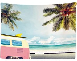 Wandkleed binnen - Wandtapijt - Volkwagen Bus - Camping - Muurkleed - Wanddoek Stof - 200 x 150 cm - Wanddecoratie - Wandhanger - Muurhanger - Fotobehang - Poster - Ulticool - Decoratie - Woonkamer - Slaapkamer
