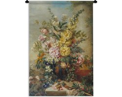 Wandkleed - Bloemen - Kunst - Vintage - Boeket - Oude meesters - Muurkleed - Katoen - Wandtapijt - Woondecoratie - 60x90 cm - Slaapkamer decoratie - Muurdecoratie - Wandkleden - Tapestry - Wanddoek