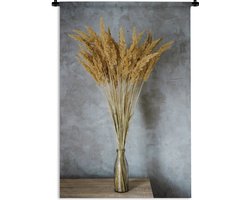 Wandkleed - Bloemen - Pampas - Planten - Vaas - Stilleven - Wandtapijt - Woonkamer decoratie - Wanddoek - Katoen - Muurkleed - 120x180 cm - Wandkleden voor binnen - Muurdecoratie - Wandkleden - Tapestry