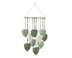 Wandkleed - Bohemian Wandtapijt - Leaf Wandkleed - Stoffen wanddecoratie - Slaapkamer wandtapijt - Wanddecoratie - Geweven katoenen touw - 90*40cm - Legergroen - 1stuk