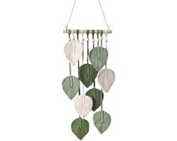 Wandkleed Boho decoratief macramé wandtapijt met groene bladeren Wandtapijt Handgemaakt wandtapijt voor slaapkamer woonkamer kinderkamer wanddecoratie