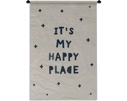 Wandkleed - Kinderkamer - Kinderen - My happy place - Quotes - Meisjes - Jongen - Kinderkamer decoratie - Katoen - Wandtapijt - 60x90 cm - Wanddoek - Babykamer - Muurdecoratie - Wandkleden - Tapestry - Muurkleed
