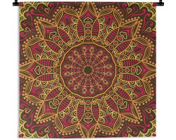 Wandkleed - Mandala - Bohemian - Hippie - Bloemen - Design - Wanddoek - Muurdoek - Katoen - Tapestry - Woondecoratie - Woonkamer - 60x60 cm - Wandtapijt - Wandkleden voor binnen - Muurdecoratie - Muurkleed