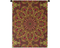 Wandkleed - Mandala - Bohemian - Hippie - Bloemen - Design - Wanddoek - Muurdoek - Katoen - Tapestry - Woondecoratie - Woonkamer - 90x120 cm - Wandtapijt - Wandkleden voor binnen - Muurdecoratie - Muurkleed