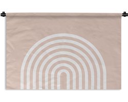 Wandkleed - Wanddoek - Abstract - Kunst - Regenboog - Wit - Roze - 120x80 cm - Wandtapijt