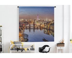 Wandkleed - Wanddoek - Berlijn - Rivier - Stad - 180x180 cm - Wandtapijt