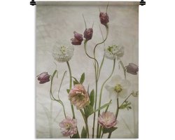 Wandkleed - Wanddoek - Bloemen - Lente - Tuin - Stilleven - 60x80 cm - Wandtapijt