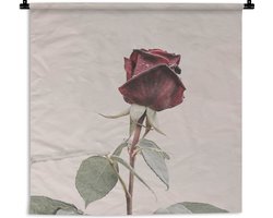 Wandkleed - Wanddoek - Bloemen - Rood - Rozen - Groen - 60x60 cm - Wandtapijt