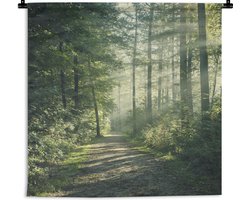 Wandkleed - Wanddoek - Bos - Licht - Pad - 150x150 cm - Wandtapijt