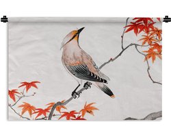 Wandkleed - Wanddoek - Japanse esdoorn - Boom - Vogels - 120x80 cm - Wandtapijt