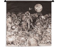 Wandkleed - Wanddoek - Jungle - Dieren - Kinderen - Bomen - Planten - 150x150 cm - Wandtapijt
