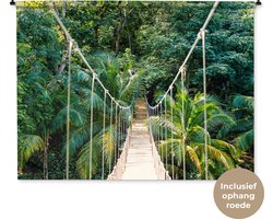 Wandkleed - Wanddoek - Jungle - Palmboom - Brug - Natuur - Planten - 180x135 cm - Wandtapijt