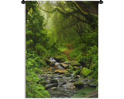 Wandkleed - Wanddoek - Natuur - Water - Jungle - Bos - Tropisch - 90x120 cm - Wandtapijt