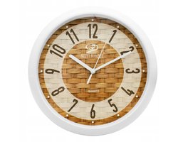 Wandklok 25 cm – Stille Muurklok – Rotan Rietlook – Wit Beige Bruin