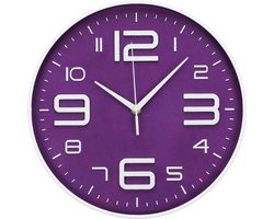 Wandklok 30 cm/12 inch, stil, niet-tikkend, moderne klokken, op batterijen - analoog, klein en klassiek voor kantoor, thuis, woonkamer, badkamer, slaapkamer, keuken, school (paars)