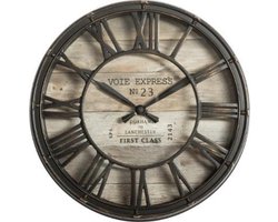 Wandklok bruin - diameter 21 cm - Woonkamer Klok Industrieel - Landelijke wandklok - Keukenklok - Vintage Klok -
