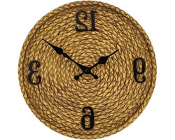 Wandklok Buiten - Ronde Klok - Tuin Decoratie - IP44 Waterdicht - 30 cm - Rotan Look