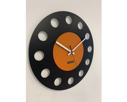 Wandklok ChantalBrandO CETARA BLACK & ORANGE -- MODERN DESIGN --