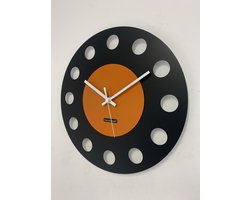 Wandklok ChantalBrandO CETARA BLACK & ORANGE -- MODERN DESIGN --