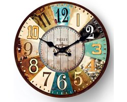 Wandklok - Clock - Wall Clock - Decorative wall clock - Silent clock - Metal wall clock - Vintage European style - Large Roman numerals - French Parisian style - Clock for Living - Room - Bedroom - Kitchen - Office - 30.5cm