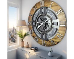 Wandklok Engeland Line (hout en steen, 36 inch (90 cm))