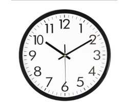 Wandklok - Groot en Duidelijk Cijferwerk - Ideaal voor Slaapkamer en Kantoor - Moderne Design, Batterij Gevoed - 25 cm Diameter - Wit/Zwart - 1 stuk
