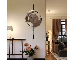 Wandklok industrieel-wandklokken met Japans Quartz Uurwerk- Retro Modern Analoog,Numeriek Display- Houten en Metalen Frame-Ronde Klok -(ZWART-GOUD).