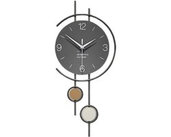 Wandklok industrieel-wandklokken met Japanse Quartz Uurwerk- Retro Modern Hout & Metalen Design-Zwart & Gouden Analoog Displa-Irregulaire Vorm met Beige Wijzerplaat & Witte Wijzers-Automatische Klokgeluid Functie.
