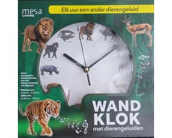 Wandklok met dierengeluiden - elk uur een ander dierengeluid - klok met wilde dieren geluiden