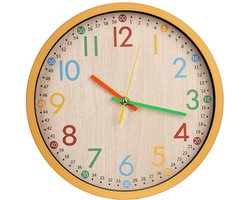 Wandklok Met Kleurrijke Cijfers En Een Geruisloos Uurwerk; Geschikt Als Educatieve Klok Voor Kinderen En Ideaal Voor Slaapkamers, Studeerkamers, Scholen, Woonkamers, Keukens, Kantoren En Meer.