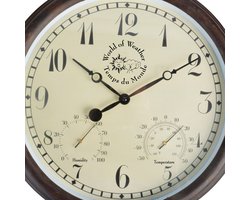 Wandklok met thermometer voor binnen en buiten 38 cm - Klokken - Temperatuur en luchtvochtigheidsmeter
