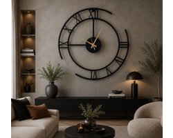 Wandklok Metaal-Wandklok Minimalistisch-Wandklok Modern-Stil Uurwerk-Staal-70cm-Design Wandklok-Gepoedercoat