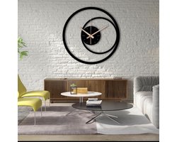 Wandklok Metaal-Wandklok Modern-Scandinavisch Design-Klok met Stil Uurwerk-Gepoedercoat-Staal-50cm
