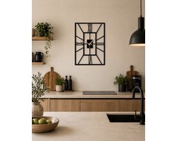Wandklok Metaal-Wandklok Staal-Wandklok Rechthoek-Gepoedercoat-Industrieel-Modern-Stil uurwerk