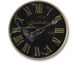 Wandklok Romeins Marseille - ø50x6 cm - Zwart/marmerlook - Metaal/glas