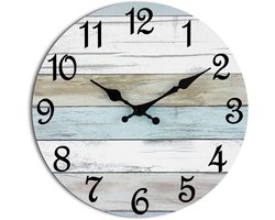 Wandklok, stil, op batterijen, rustieke klok in kuststijl voor de decoratie van badkamer, keuken en slaapkamer.