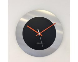 WANDKLOK - Stil uurwerk – Handgemaakt – CHANTALBRANDO FIRENZE BLACK24 & ORANGE POINTERS -- MODERN DESIGN