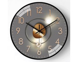 Wandklok - Stille Metaalen Wandklok voor Kantoor en Woonkamer - Non Ticking Mechanisme - 30 cm - 1 stuk - Type 3