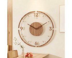 Wandklok - Transparante acryl wandklok - TENZHVXI® - Stille Beweging - Modern Acryl Design - Transparant Met Walnoot Houten Wijzers - Voor Woonkamer Slaapkamer Kantoor