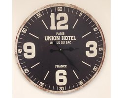 Wandklok UNION HOTEL ZWART RETRO INDUSTRIEEL DESIGN